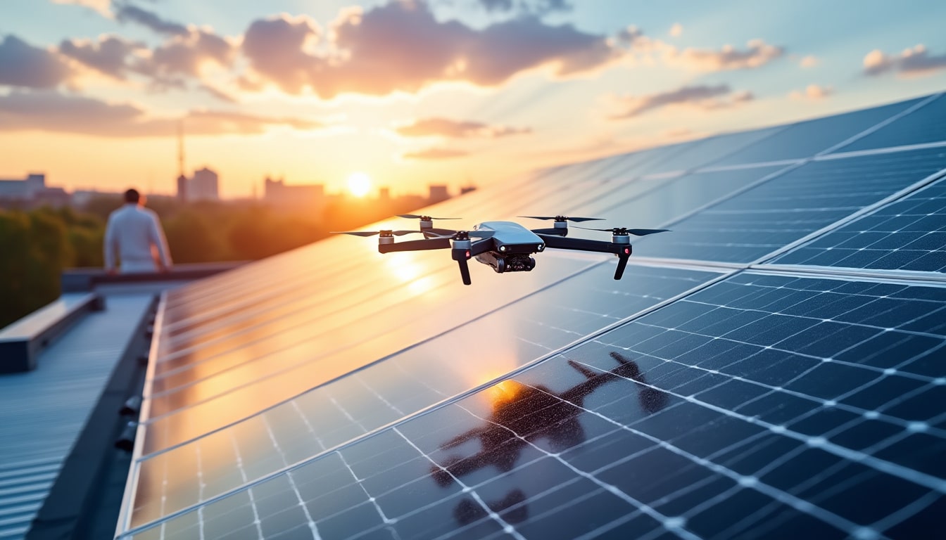 Illustration: Comment fonctionne le nettoyage de panneaux solaires avec un drone ?
