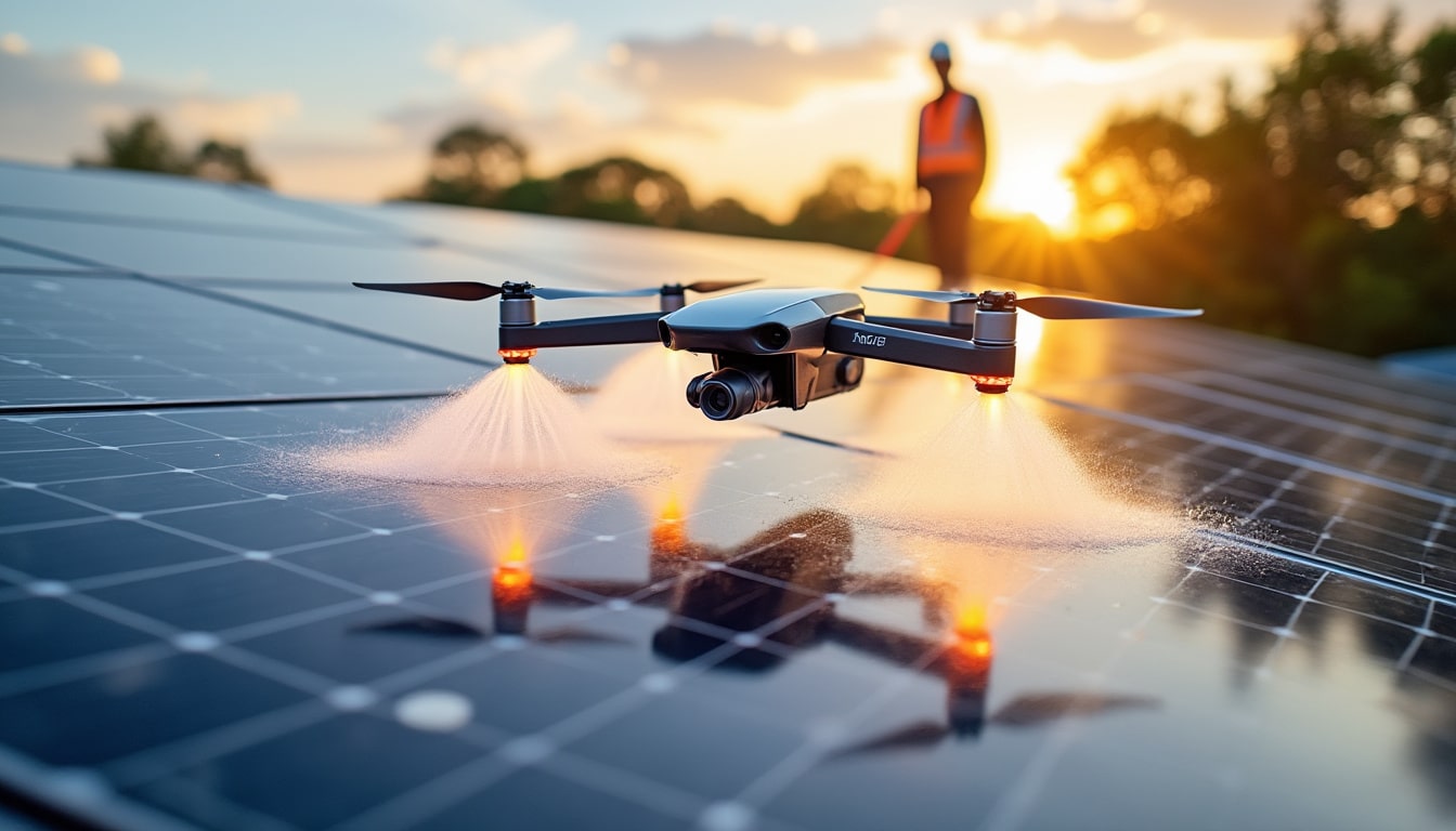 Drone nettoyage de panneaux solaires : efficacité et sécurité optimales